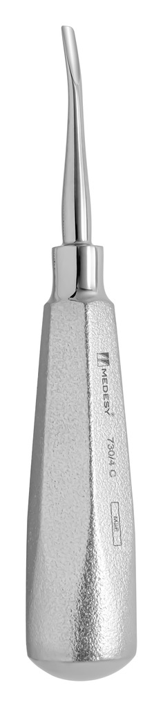 730/4C Podizač korijena Lussatore, zakrivljeni, inox drška, 4 mm