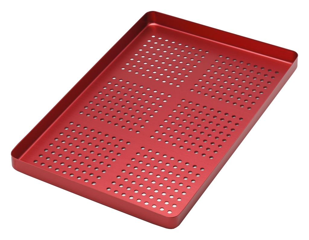 998/FRS Univerzalna aluminijska plitica mala perforirana crvena, 185x140x15 mm